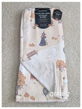Envogue Cotton Gauze Halloween Throw, Oversized with Super Soft Plush Backing 🧙